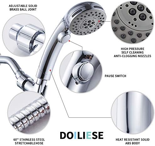 DOILIESE 6-Setting Massage Handheld Shower Head with Pause and Spa Spray - Chrome