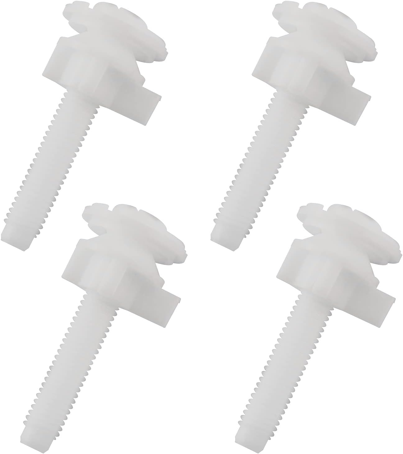 White Plastic Toilet Seat Screws 4Set with Nuts and Washers
