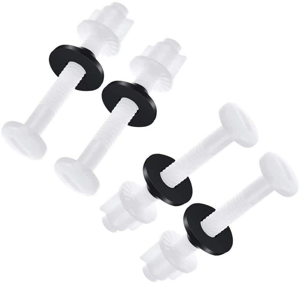 4 Pack Plastic Toilet Seat Hinge Bolts and Nuts Washers