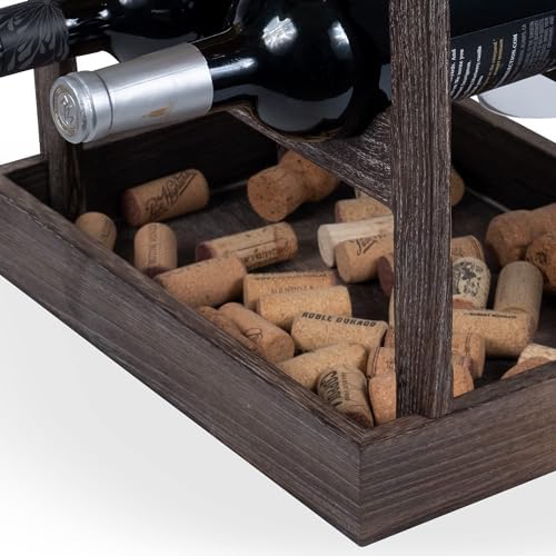 Rustic State Burnt Brown Wood Wine Rack for 6 Bottles