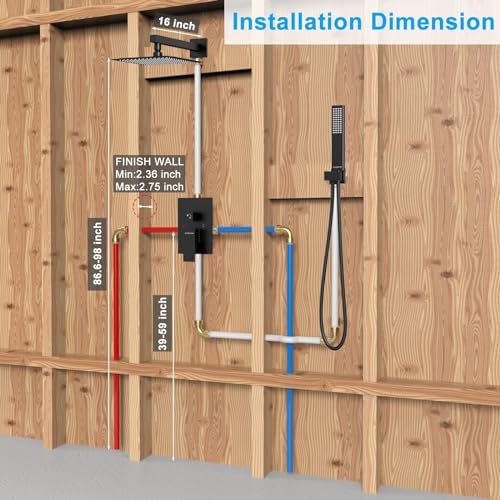 EMBATHER Black Rainhead Shower System Set
