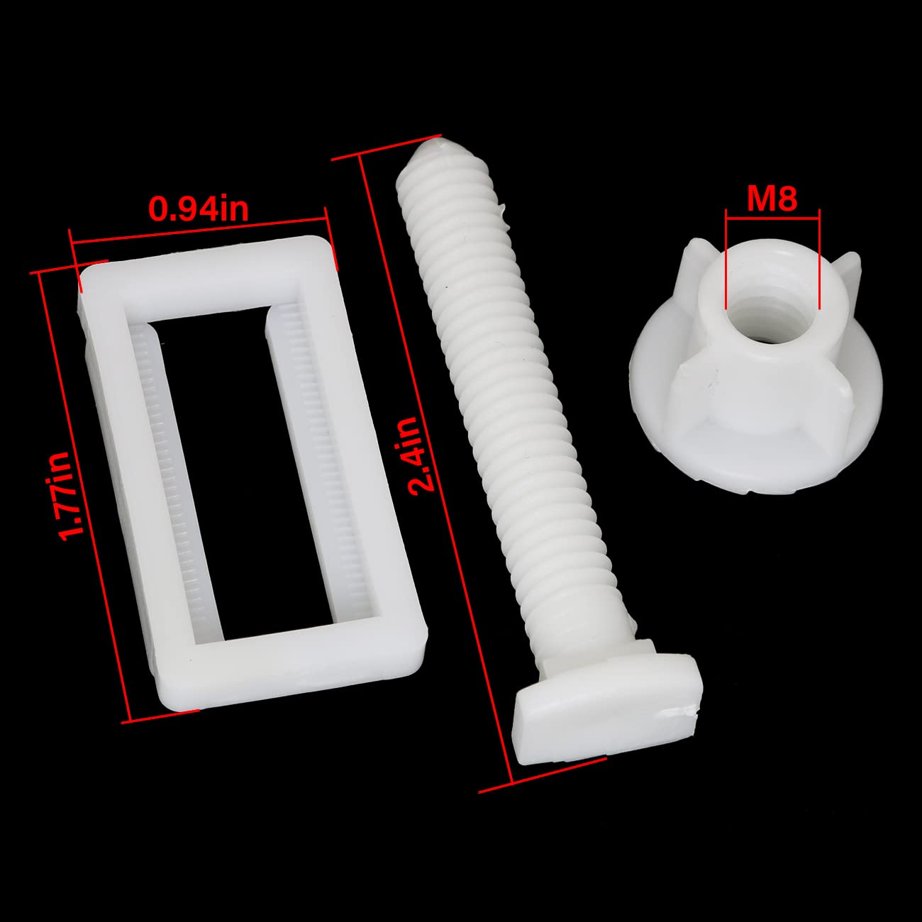 White Plastic Toilet Seat Hinge Bolts 2PCS