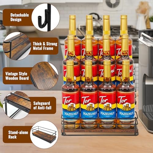 3 Tier Coffee Syrup Organizer Rack with Detachable Design