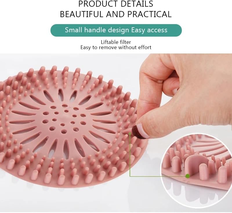 Pack of 6 Silicone Hair Catcher for Bath and Kitchen Drains