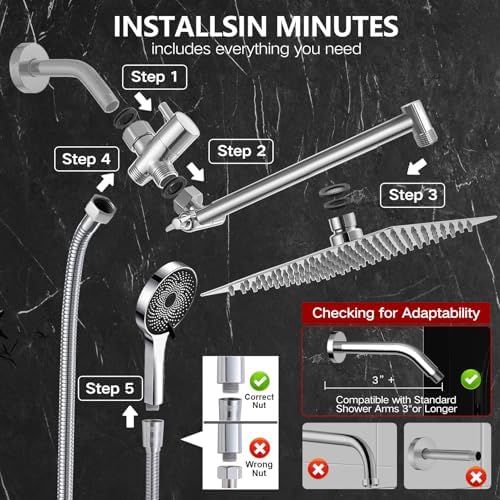 Ashwanth 12 High Pressure Rain Shower Combo