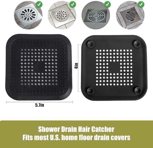 Flasidu Tub Drain Cover Hair Catcher 2 Black