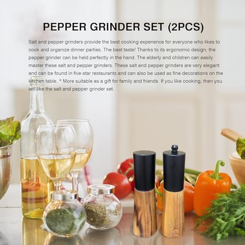 SMNVL Wood Salt Pepper Grinder Set 2 Pack