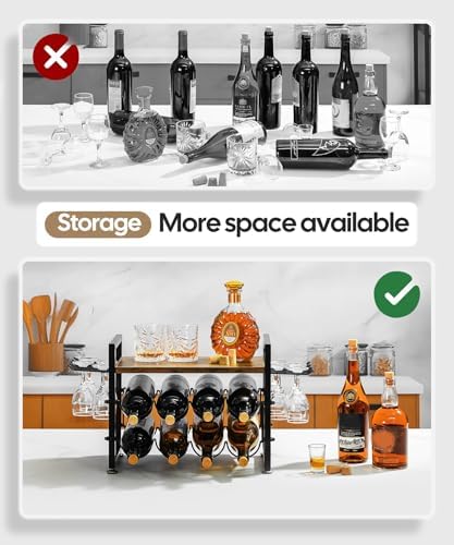Vilaxing 8-Bottle Wine Rack with 12 Glass Holder