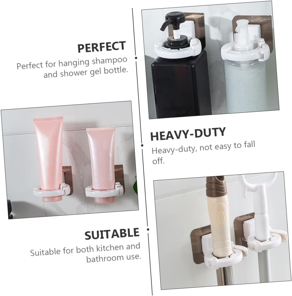 Ciieeo Wall Mount Shampoo Gel Bottle Holder - No Holes Adhesive