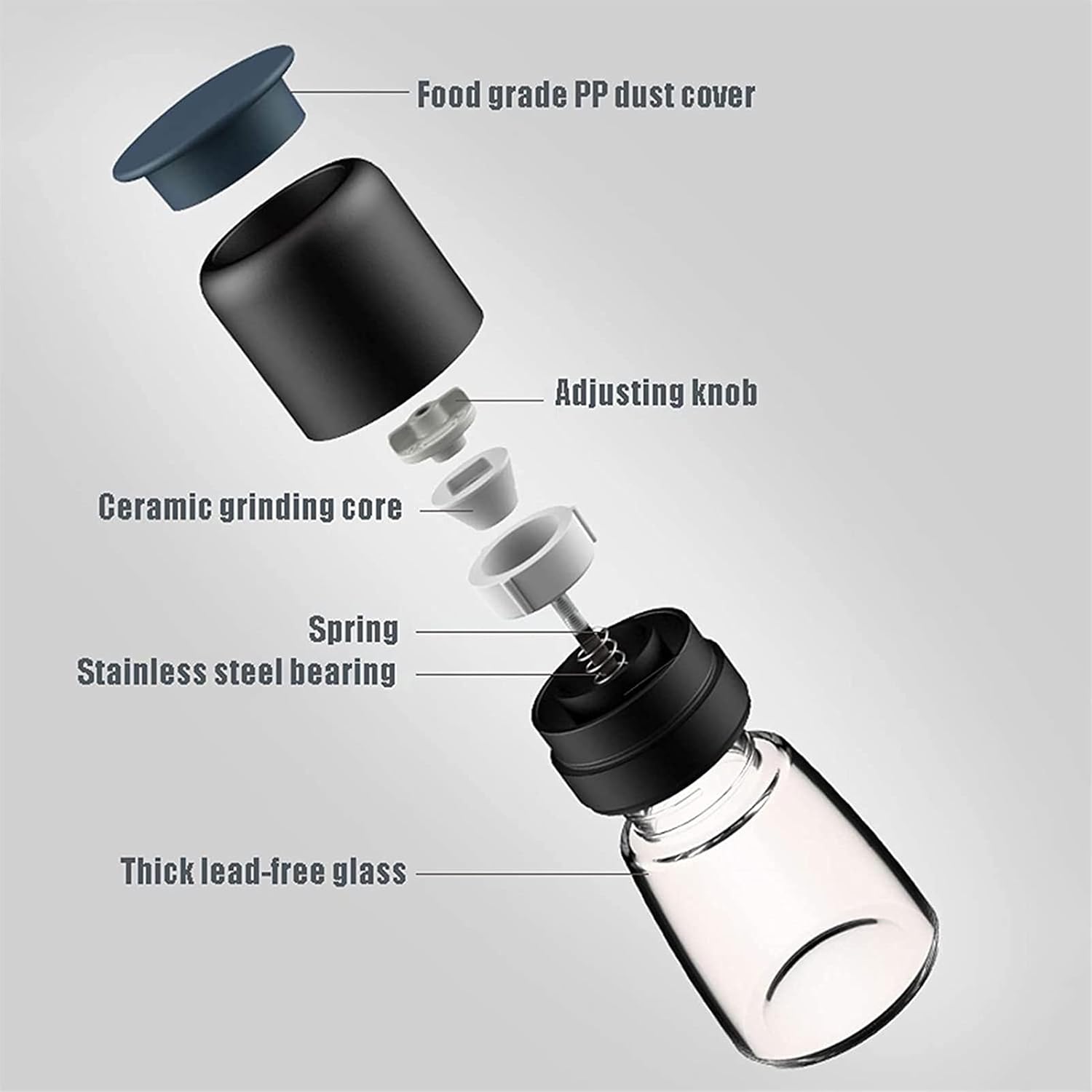 Salt and Pepper Grinder Set with Adjustable Coarseness