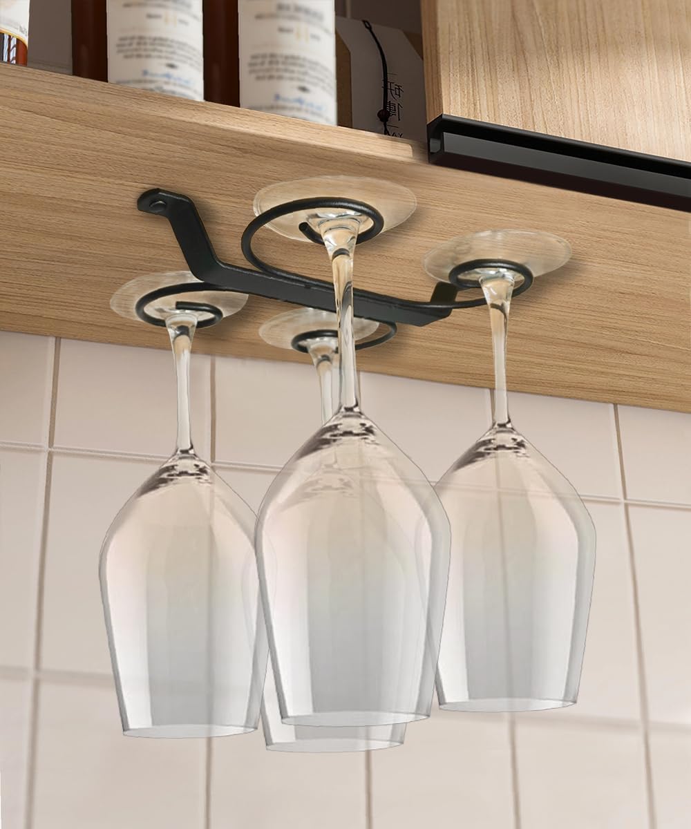 GeLive 9-inch Stemware Rack with 4 Hooks for Kitchen Bar RV