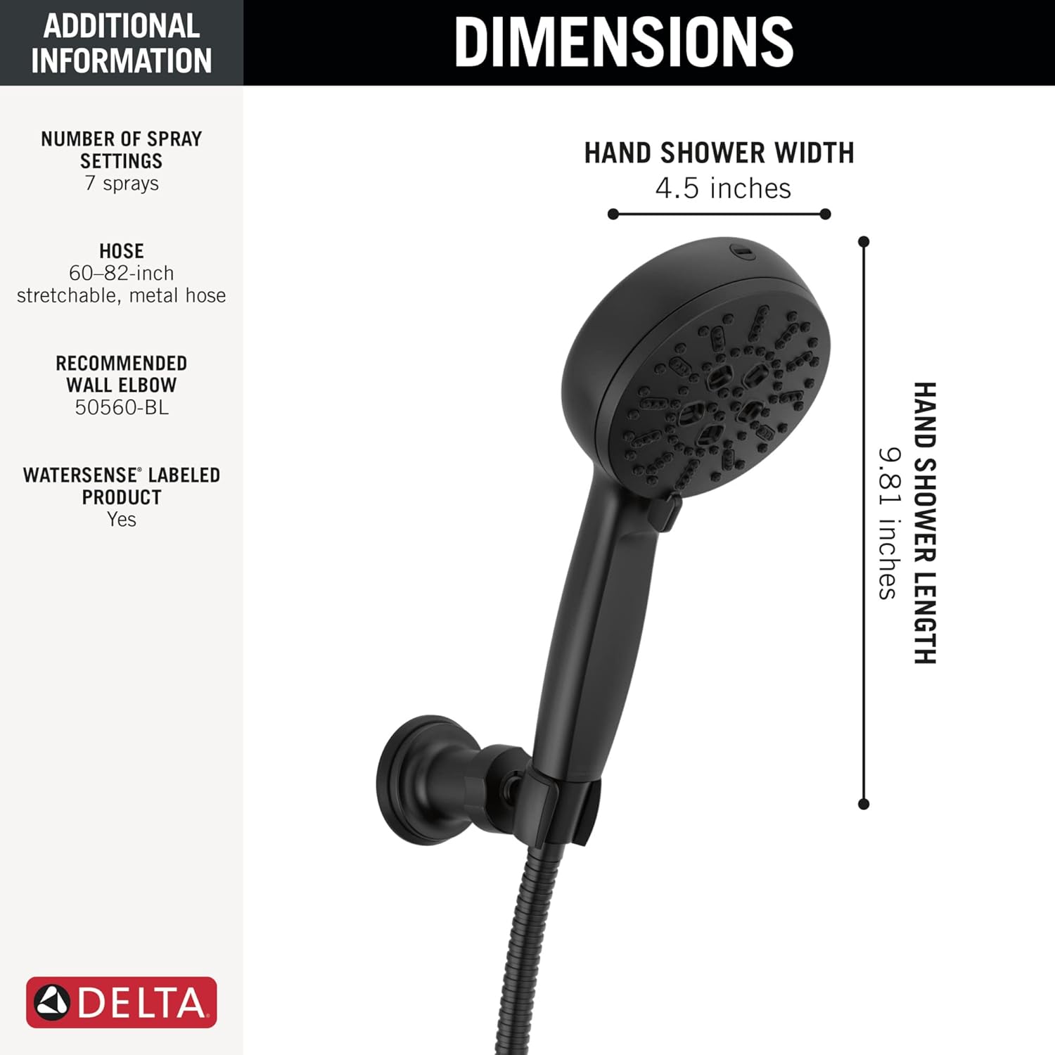 Delta 7-Setting Wall Mount Hand Shower with Cleaning Spray