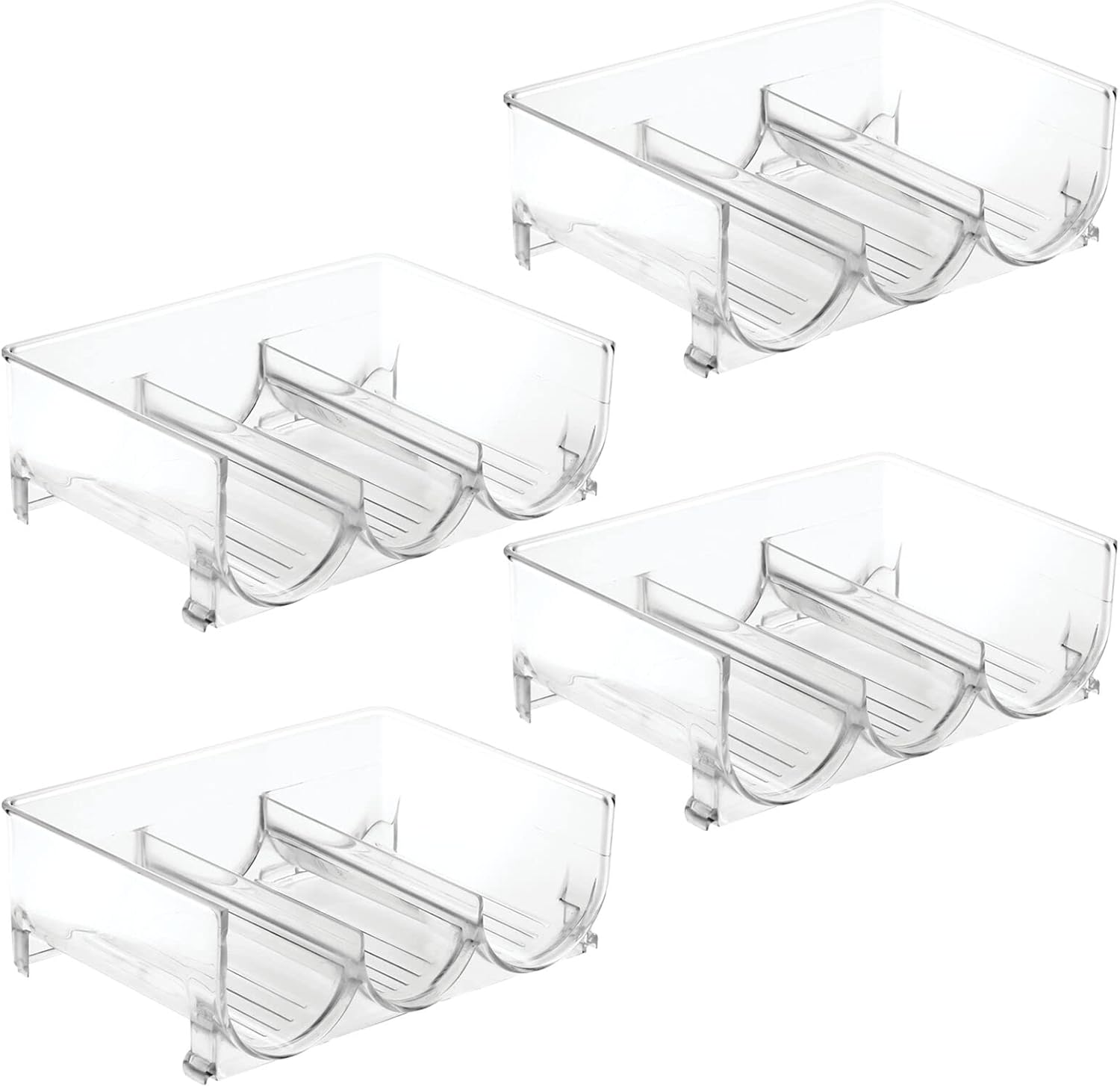mDesign Plastic Free-Standing Stackable 3 Bottle Holder - Clear 4 Pack 1