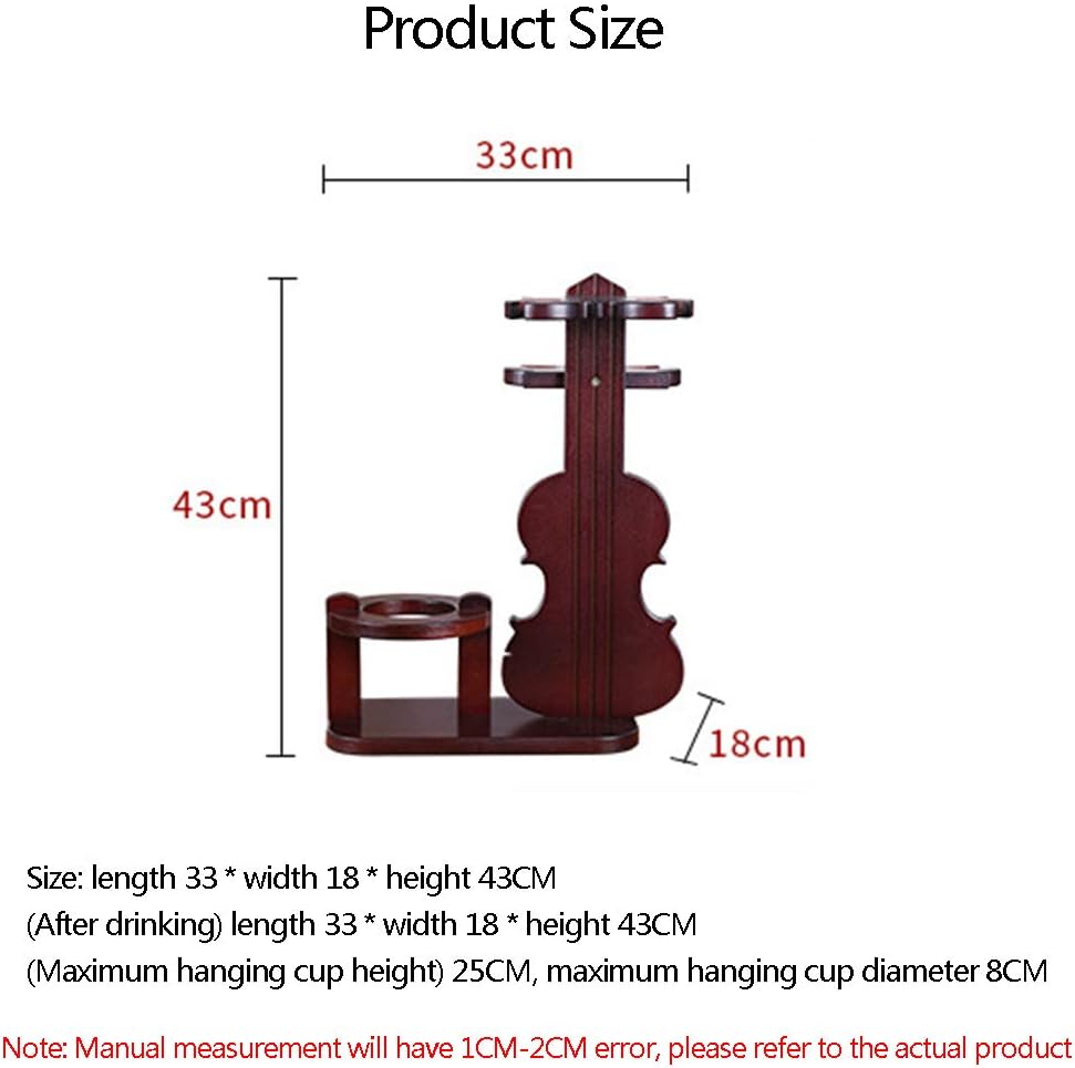 Creative Violin Wine Rack Wood Design 1 Bottle 4 Cups Holder