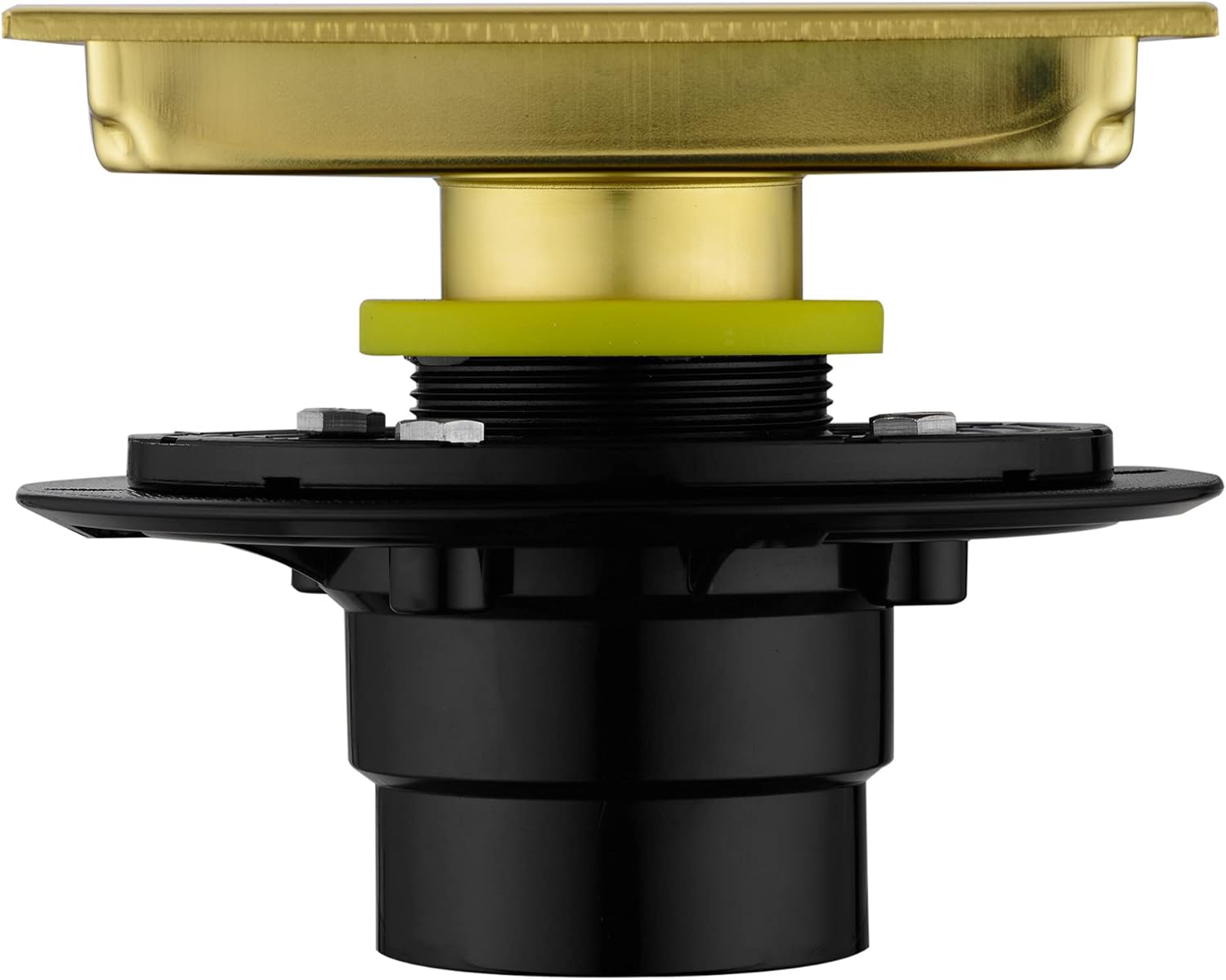 6 Square Stainless Steel Shower Drain with Brushed Gold Finish