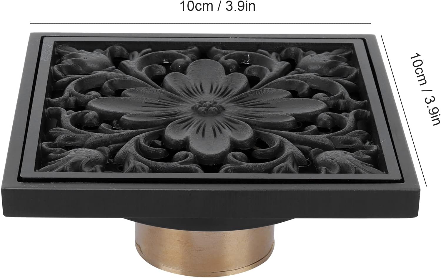 Antique Black Square Floor Drain with Strainer