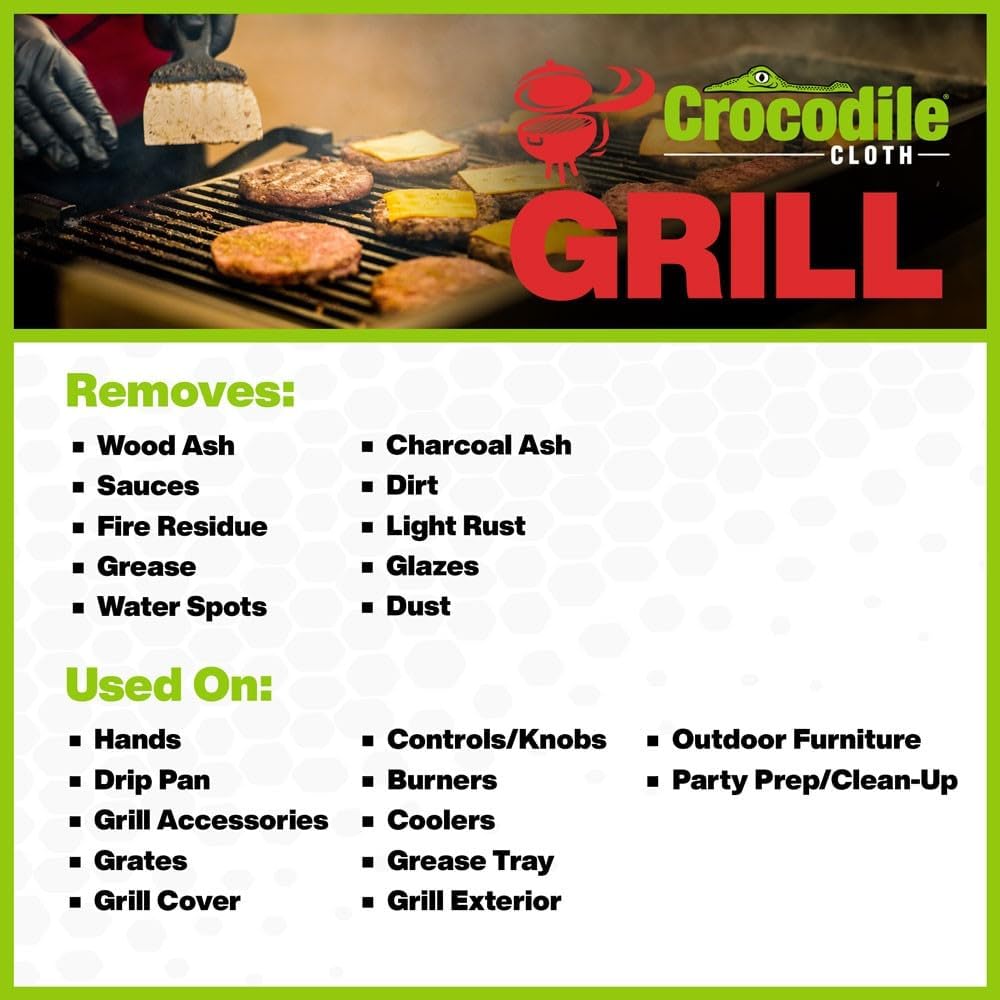 Crocodile Cloth Grill - 80 Pre-Moistened Plant-Based Wipes