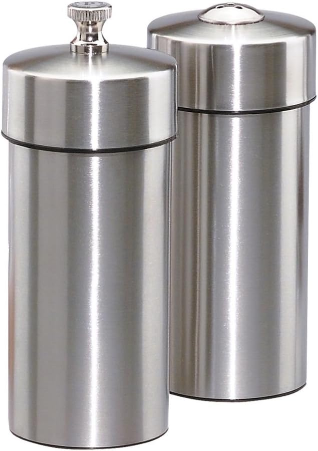 Chef Specialties 55 Inch FuturaBrushed Pepper Mill Salt Shaker Set