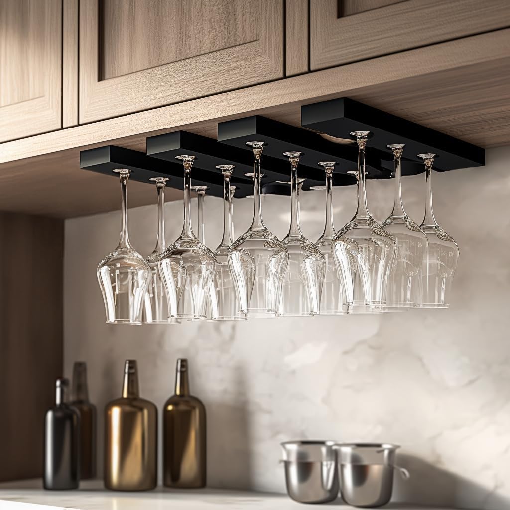 AQJUNONG 2 Pack Wine Glass Holder Classic Black