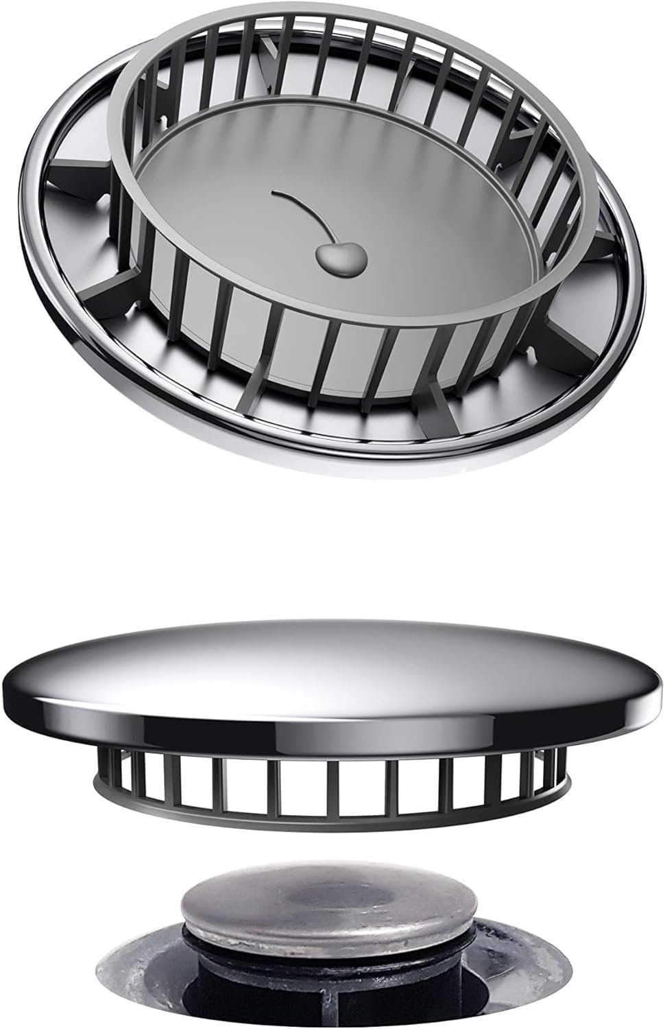 Chrome Cherry Tub Flo Drain Hair Catcher 075 x 264 Fit