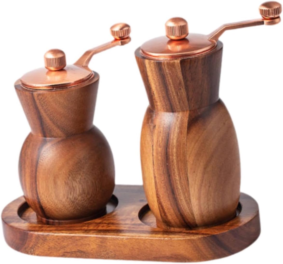 Bothyi Wood Salt Mill Set with Adjustable Coarseness and Tray