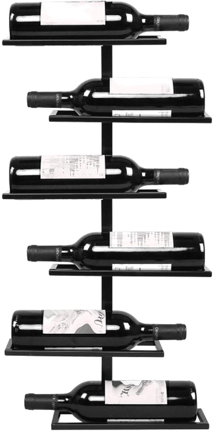 BOCbco Wall-Mounted Wine Racks 4 or 6 Bottle Holder Black