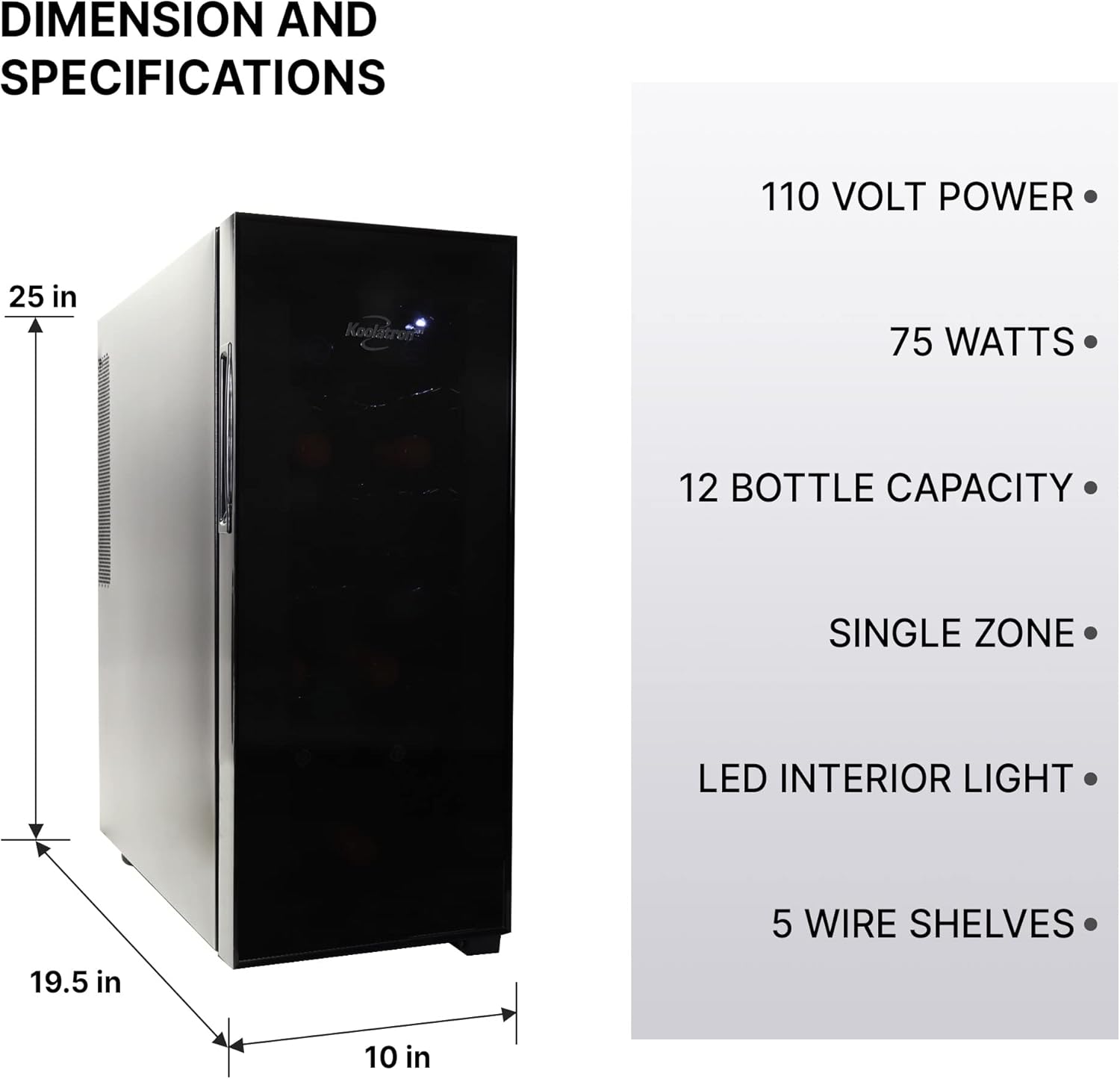 Koolatron 12 Bottle Wine Fridge Freestanding