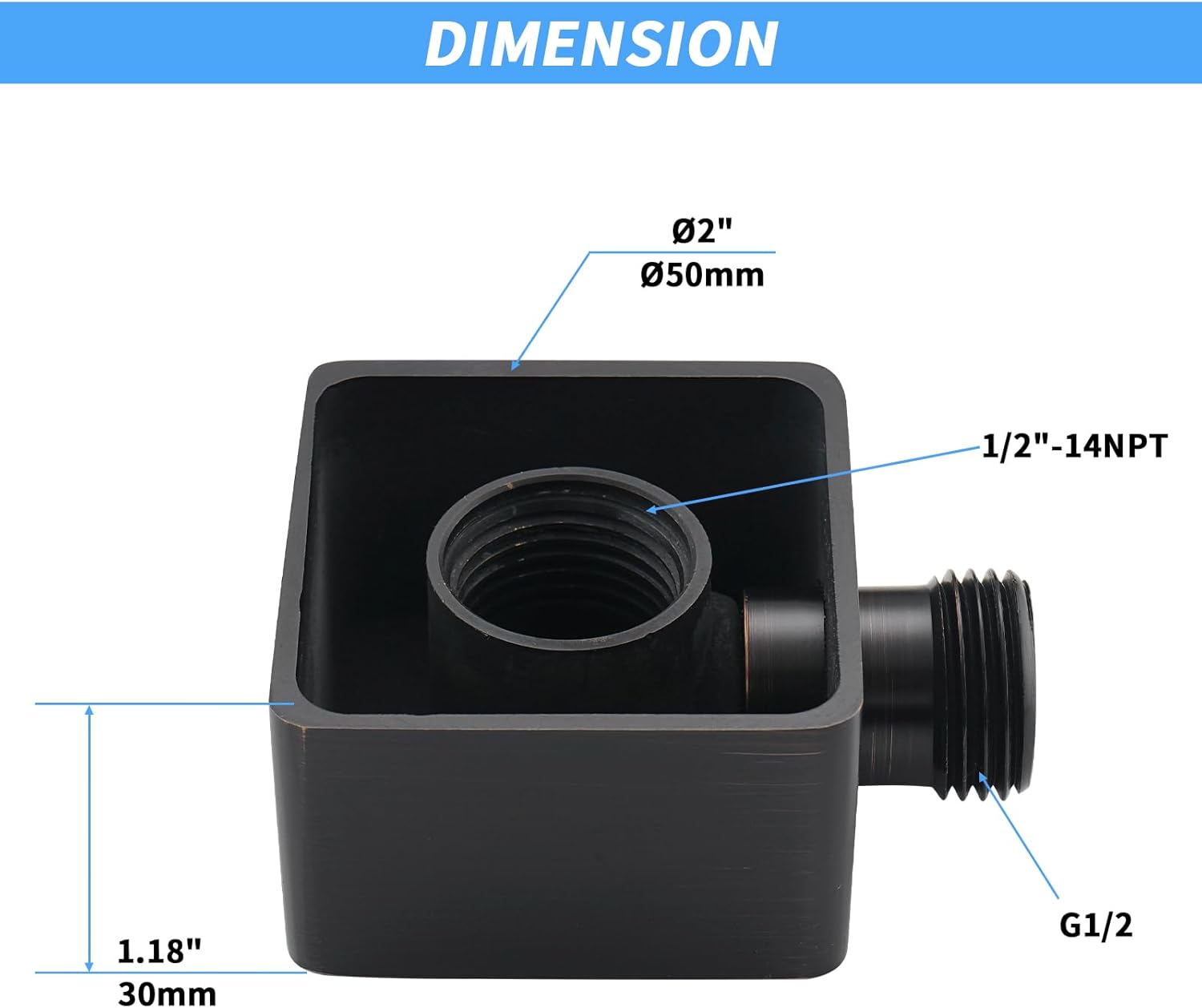 Wall Supply Elbow for Handshower Brass Square Mount Hose Connector G12
