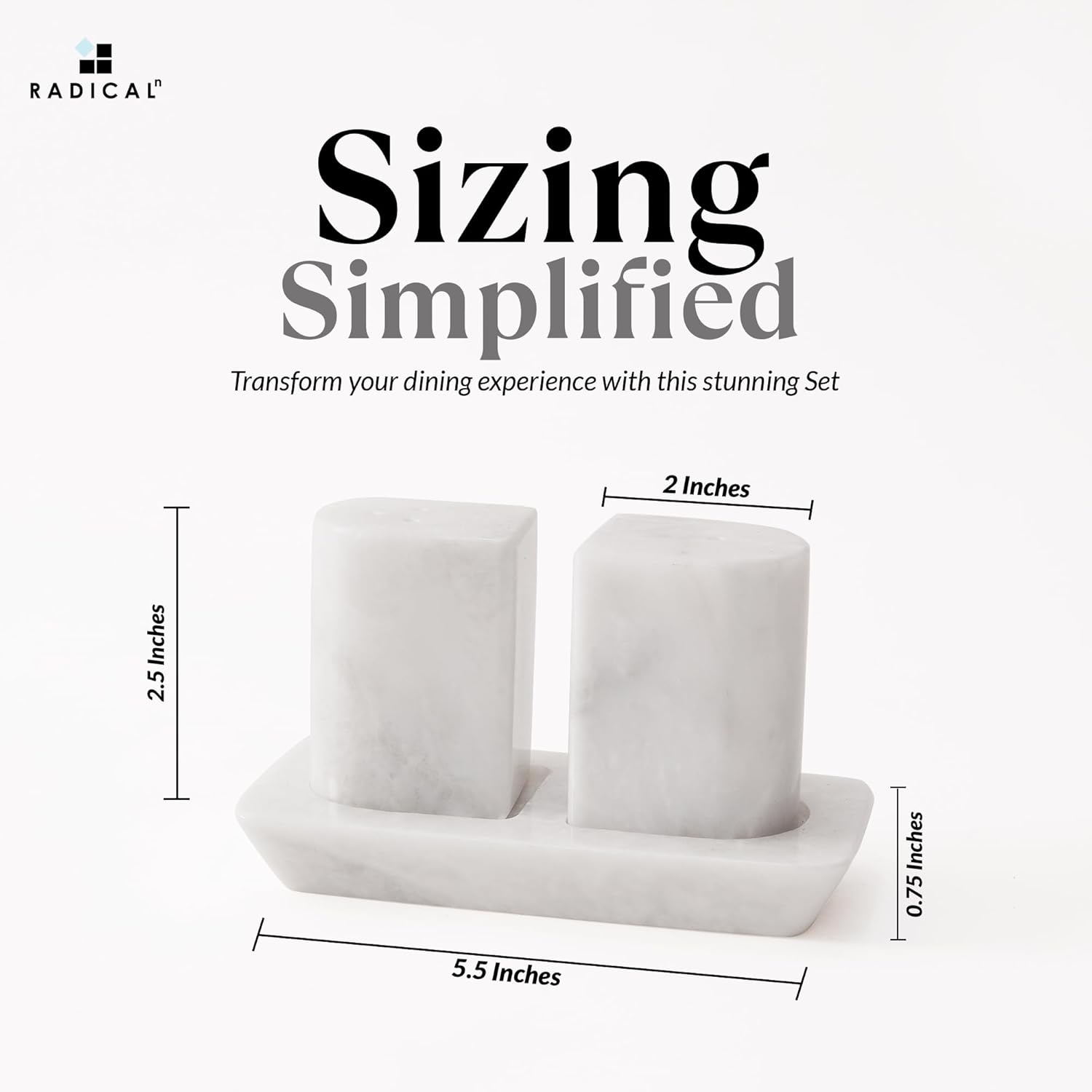Radicaln Marble Salt Pepper Shakers Set of 2 With Tray 1