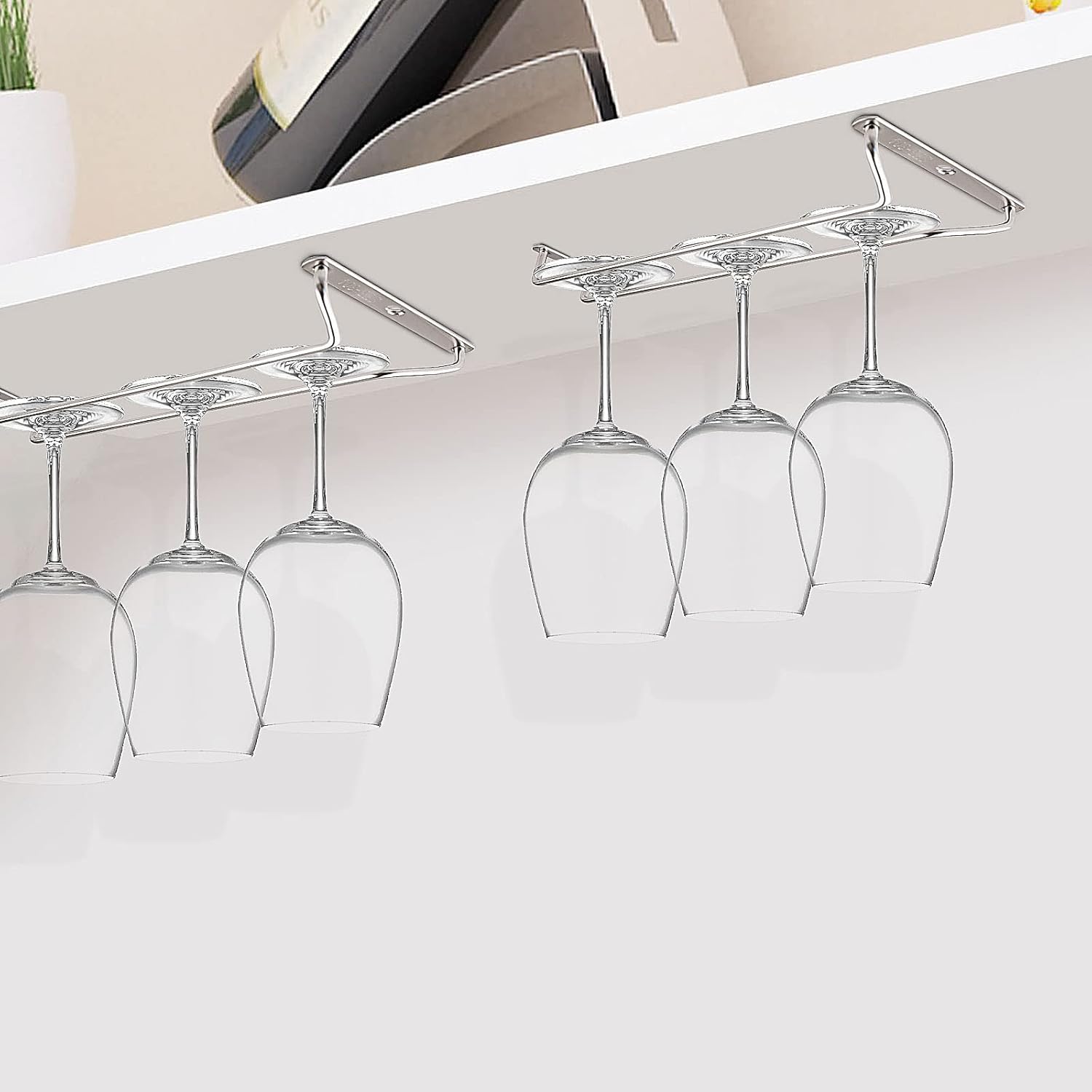CUKE2BEET 118 Inch Stainless Steel Wine Glass Rack for Cabinet