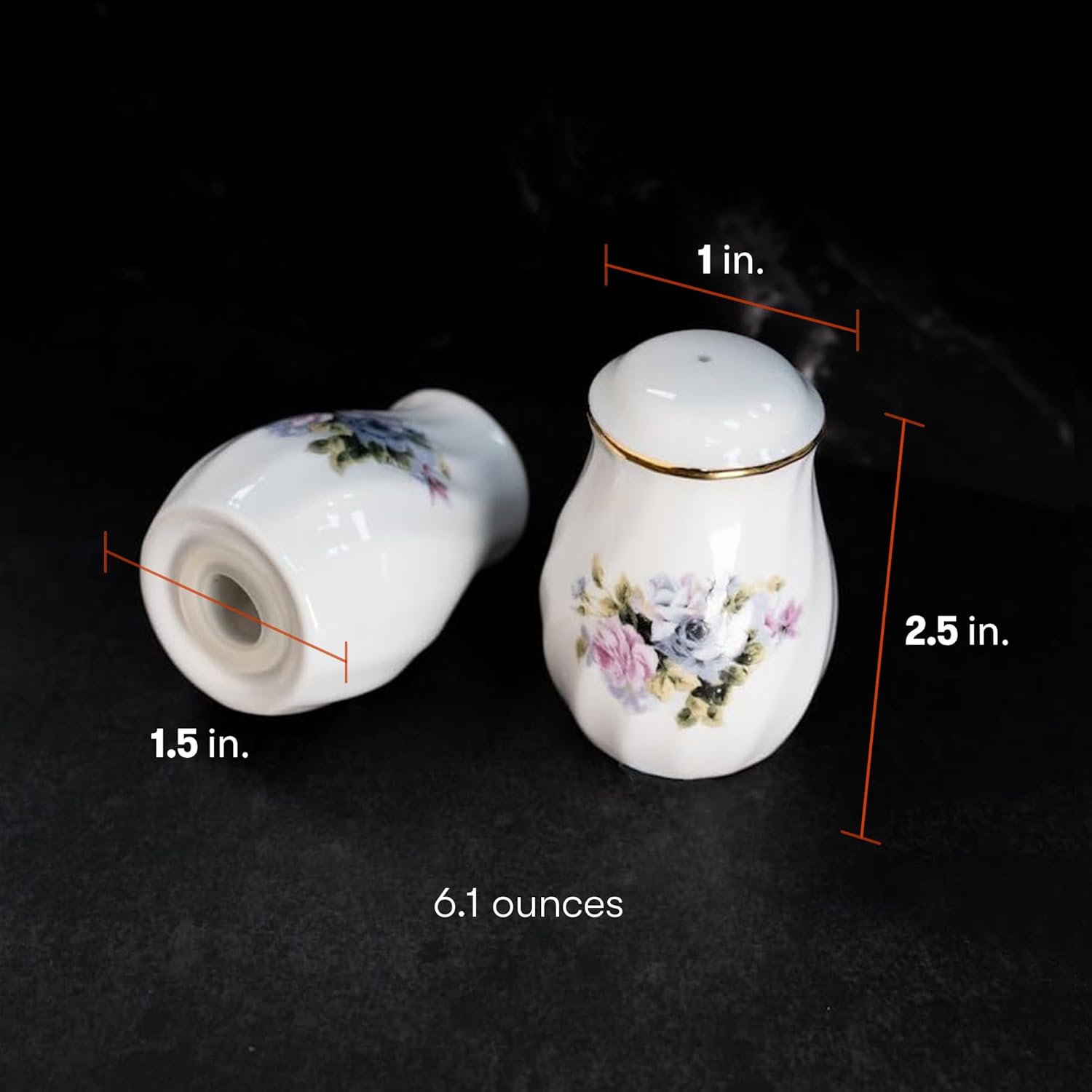 Lynns Paradise Serafina Floral Salt Pepper Shakers Set of 2