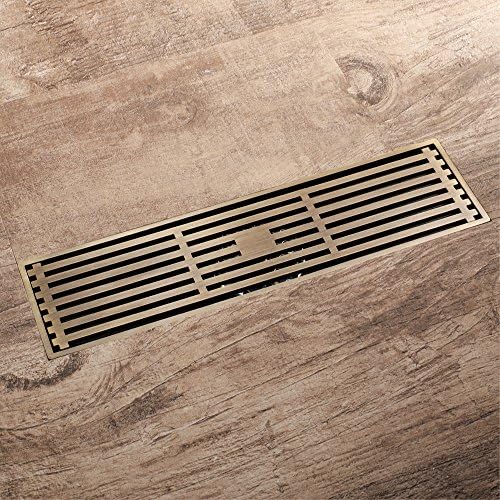 Linear Shower Drain 12 Inch Brass with Removable Grate 1