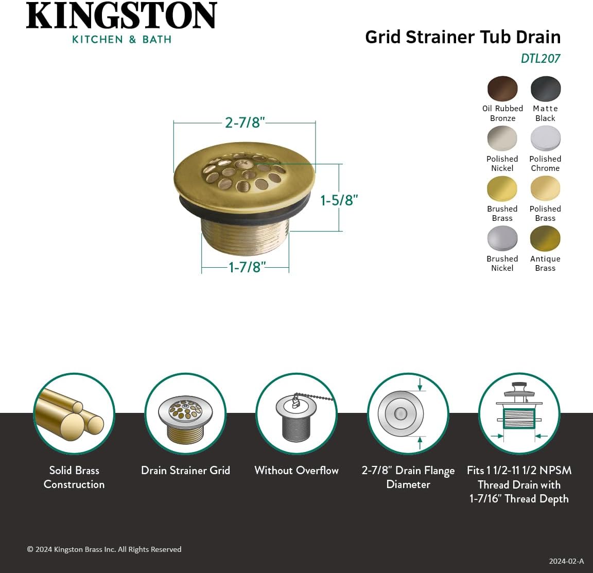 Kingston Brass DTL203 Drain Strainer Grid Antique Brass