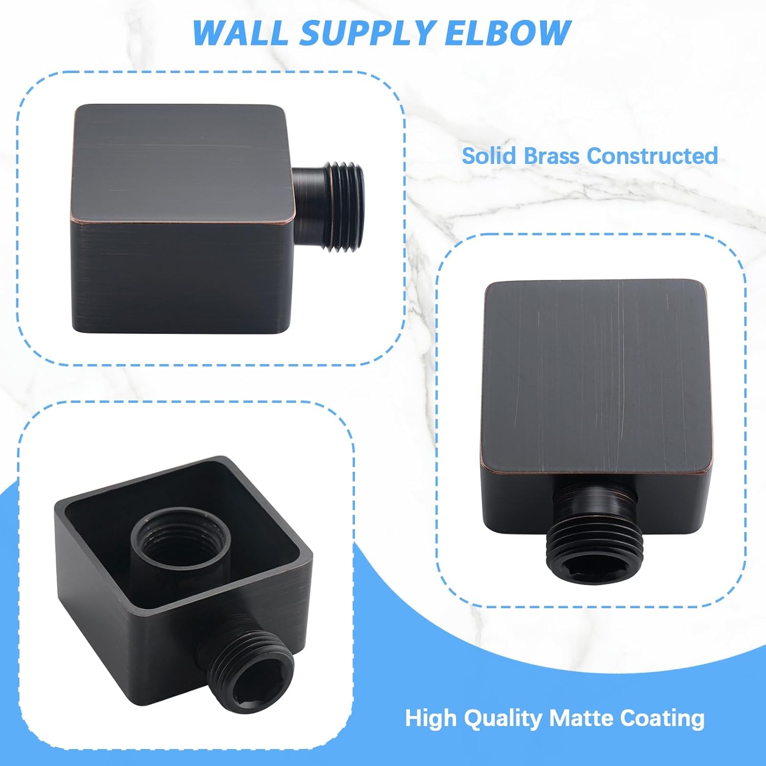 Wall Supply Elbow for Handshower Brass Square Mount Hose Connector G12
