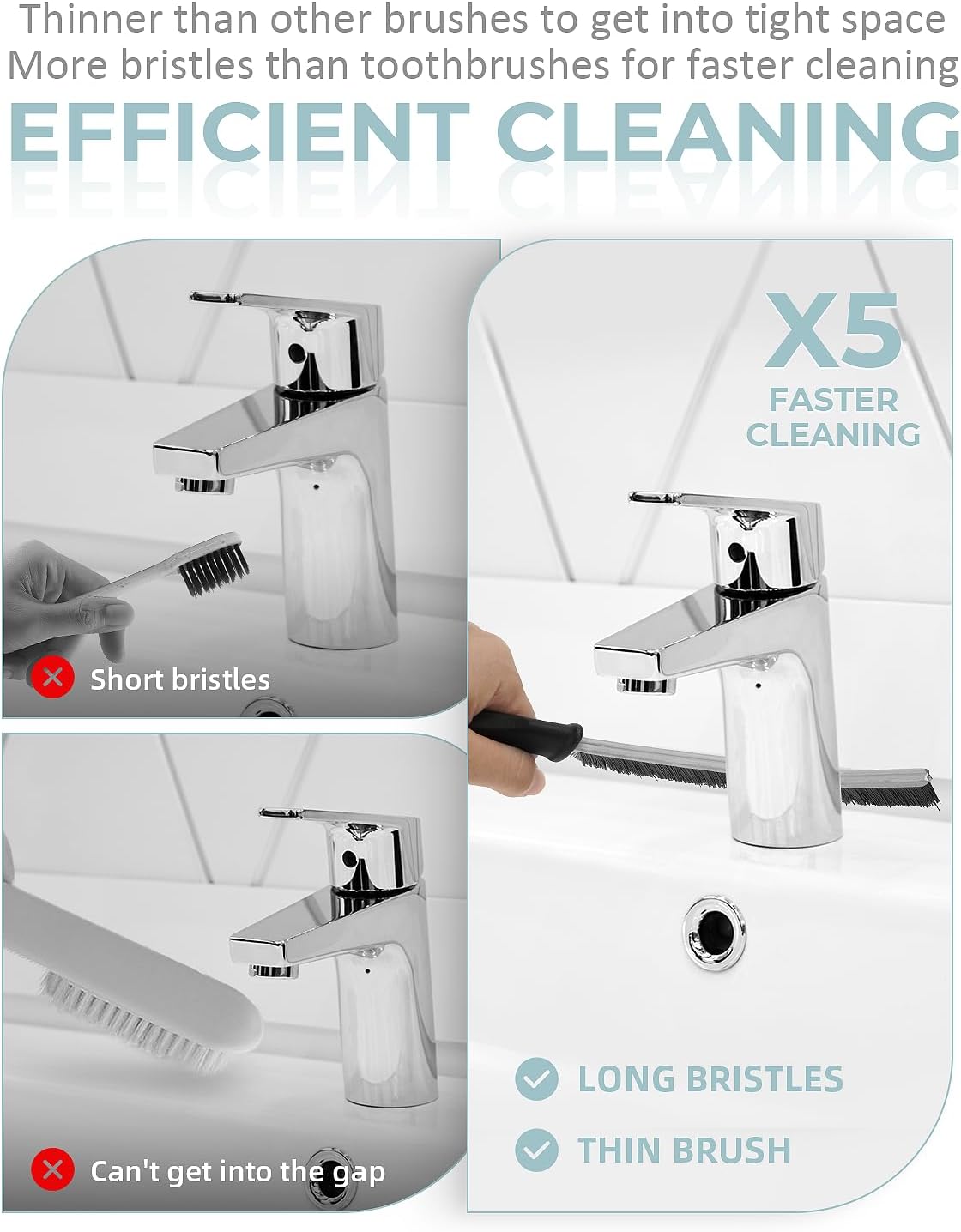 SXhyf Hard Bristle Crevice Cleaning Brush - Multifunctional Gap Tool for Kitchen Bathroom