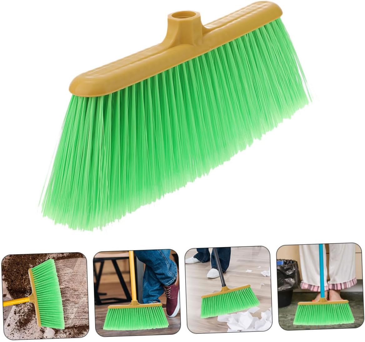 2pcs Durable Plastic Broom Head Refill Green