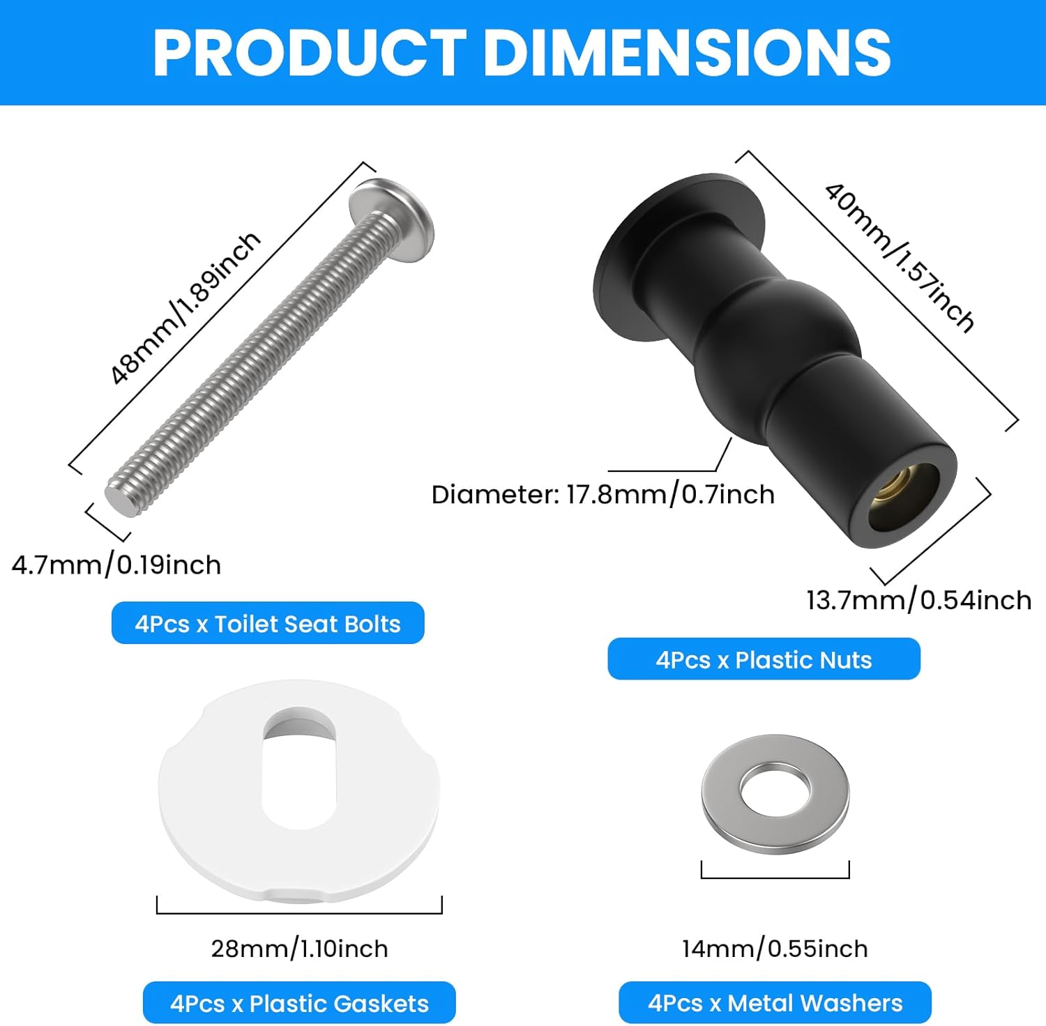SDTC Tech 6 Pack Toilet Seat Hinge Screws