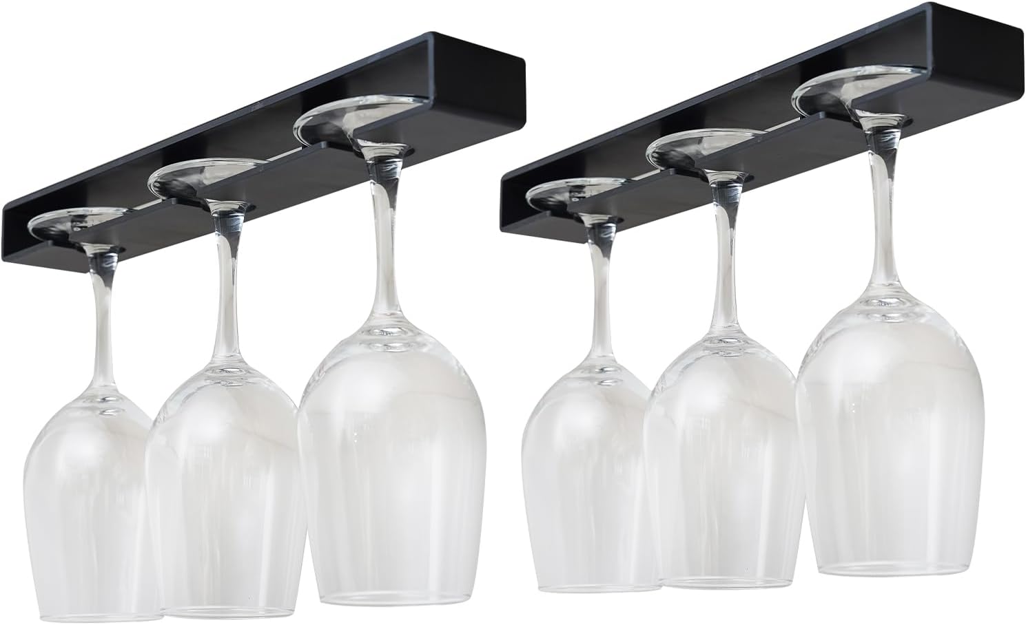 AQJUNONG 2 Pack Wine Glass Holder Classic Black