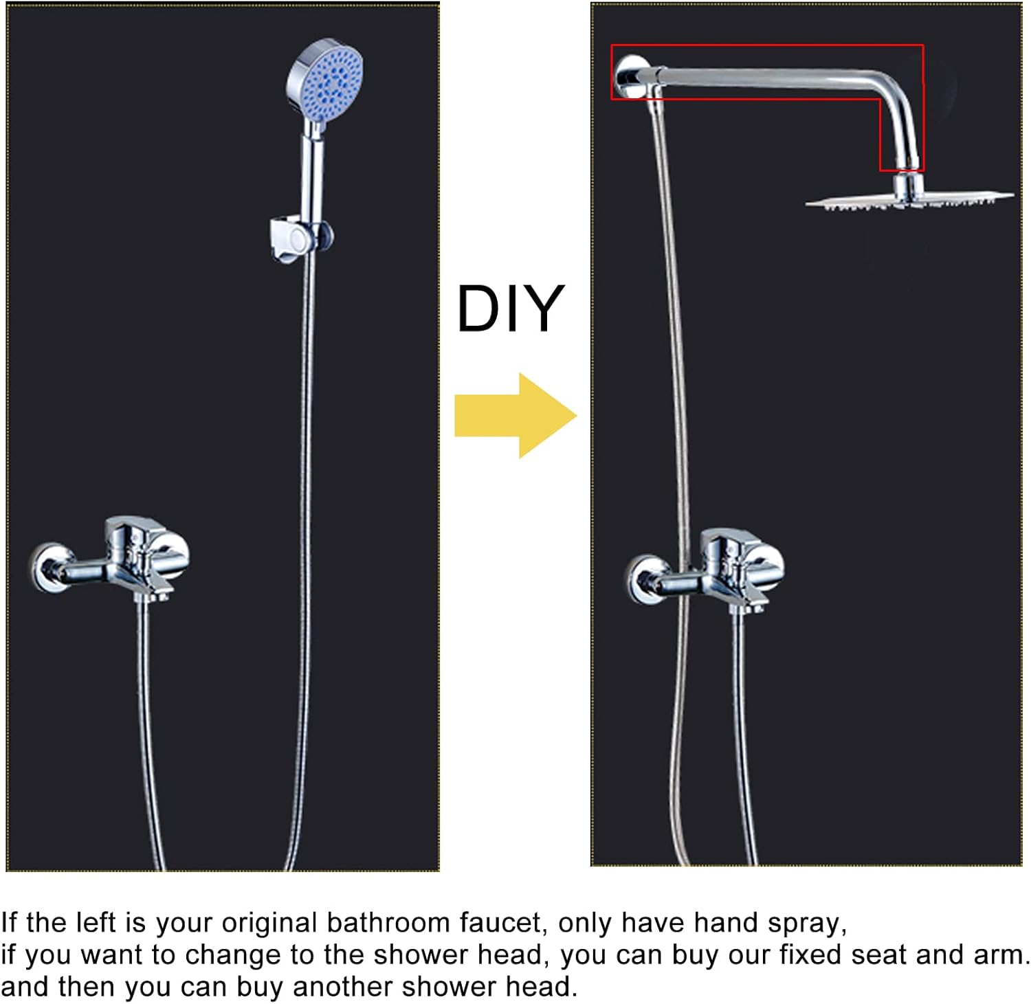 Gnimauhz 16 Inch Copper Shower Arm with Flange Chrome