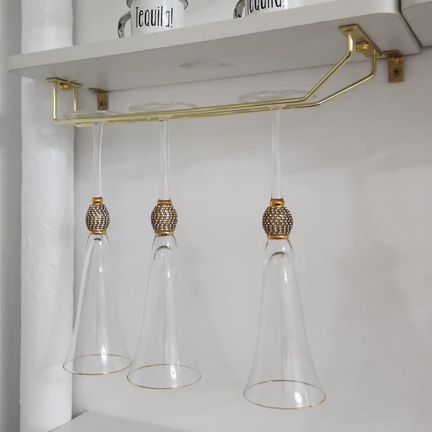RedDreamer 14-Inch Gold Wine Glass Rack Set of 2 1
