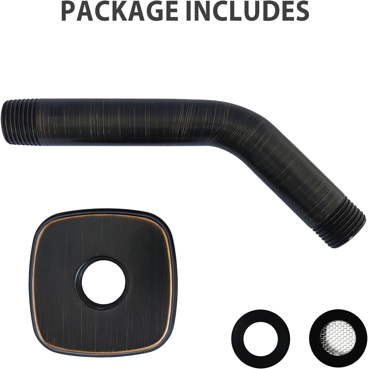 HOMYEP 6 Inch Oil Rubbed Bronze Angled Shower Arm with Flange