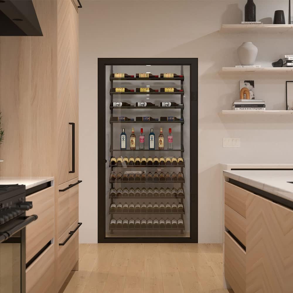 Showcase Wine Display - 84 Bottle Black Metal Rack