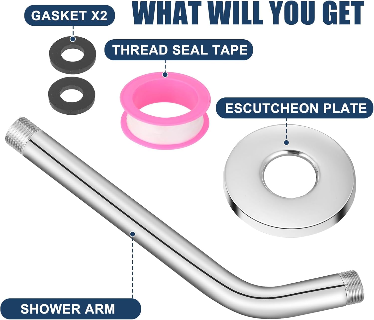 10 Inch Chrome Shower Arm with Flange Wall Mount