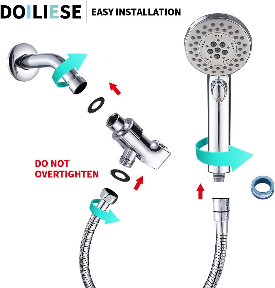 DOILIESE 6-Setting Massage Handheld Shower Head with Pause and Spa Spray - Chrome