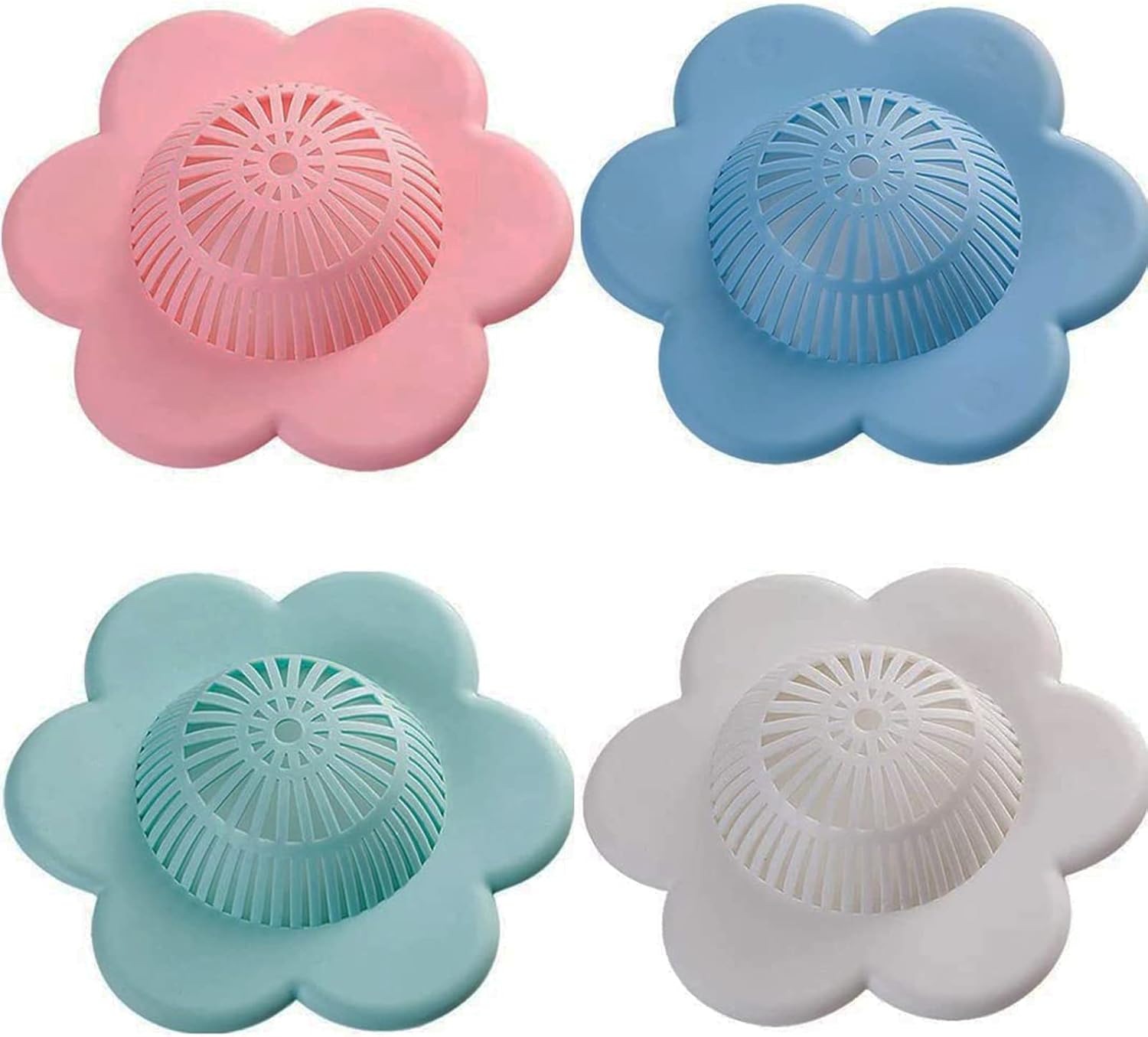 Wild Tribe 4 Pack Drain Strainer with Suction Cups Hair Catchers