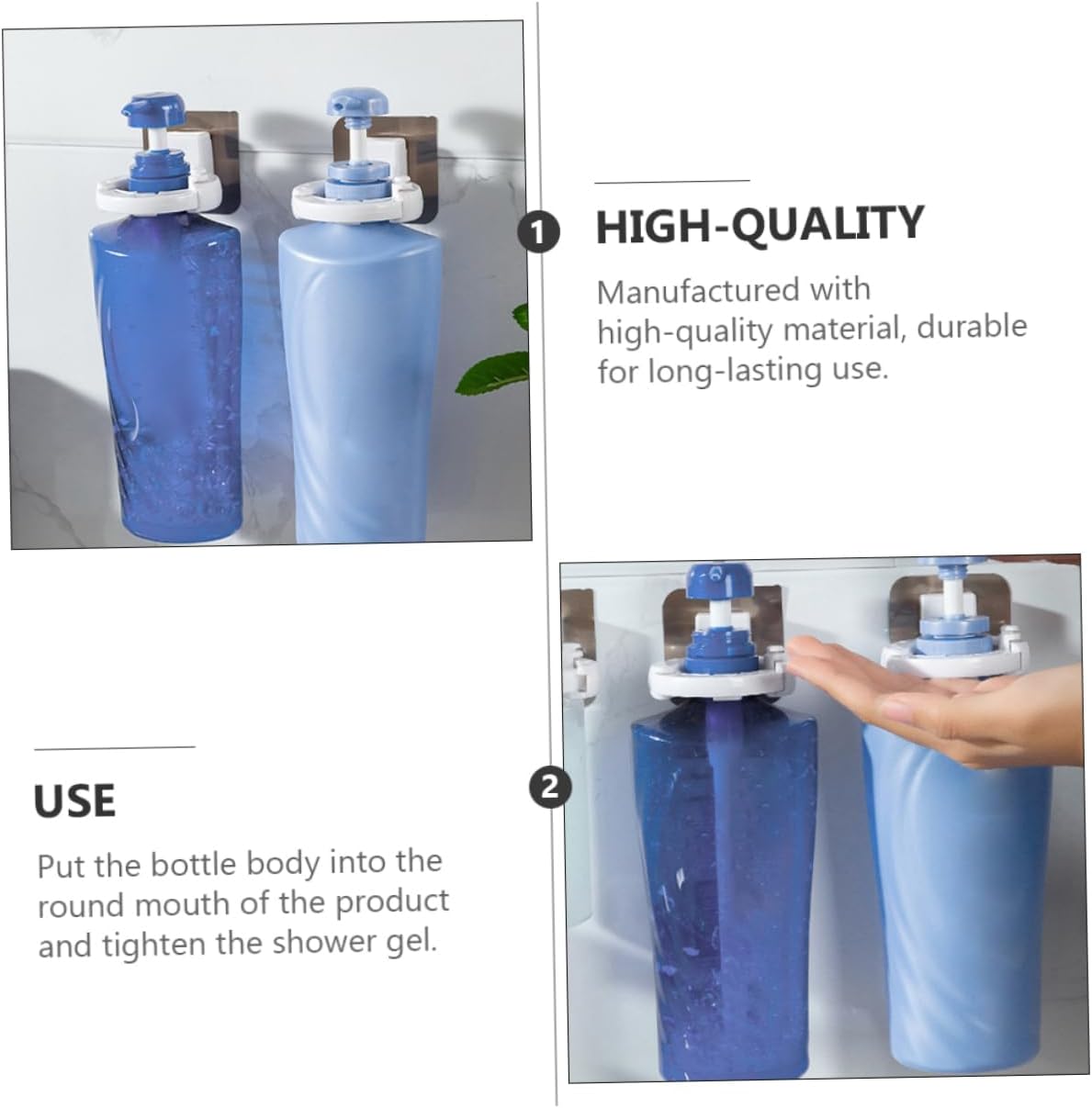 Fondotin 3pcs Wall Mounted Shampoo Gel Bottle Holder Easy Install Bath Organizer