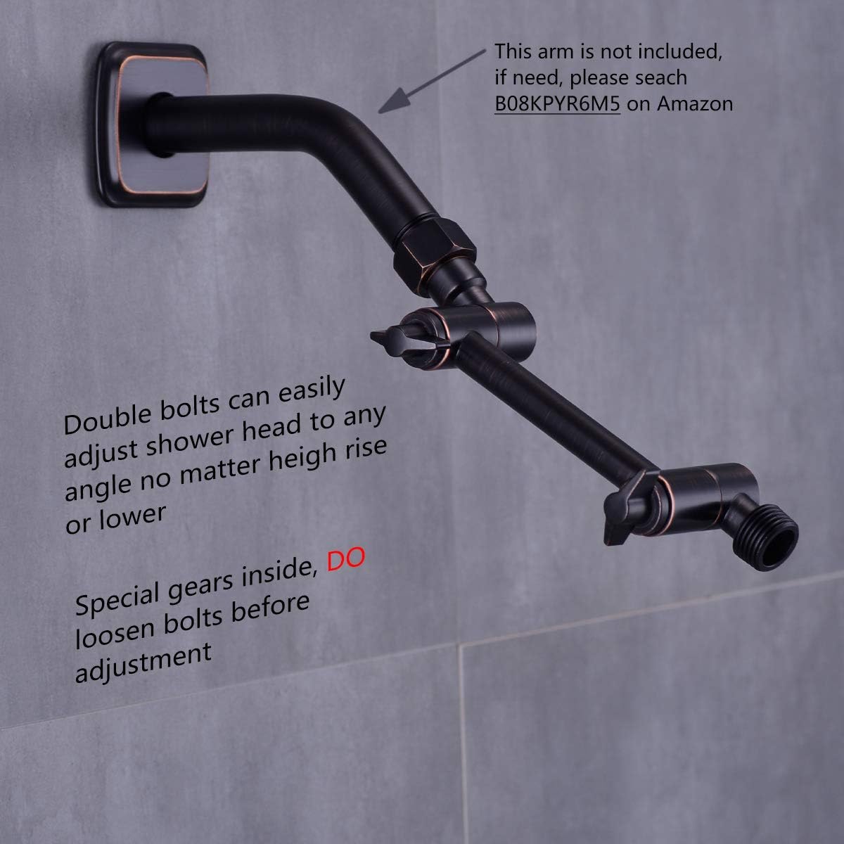 TRUSTMI 4 Inch Adjustable Shower Arm with Oil Rubbed Bronze Finish