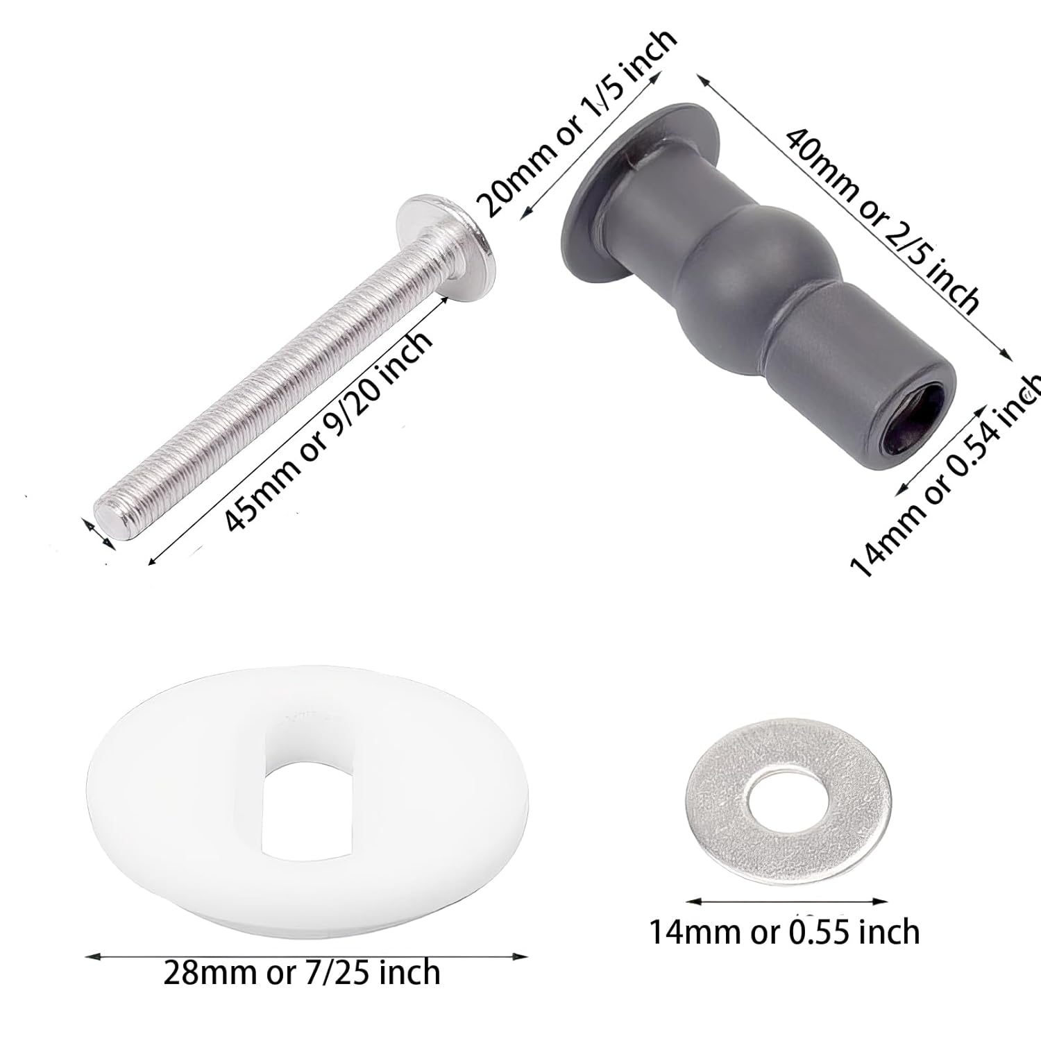 USHION 4 Pack Toilet Seat Screws and Bolts Kit