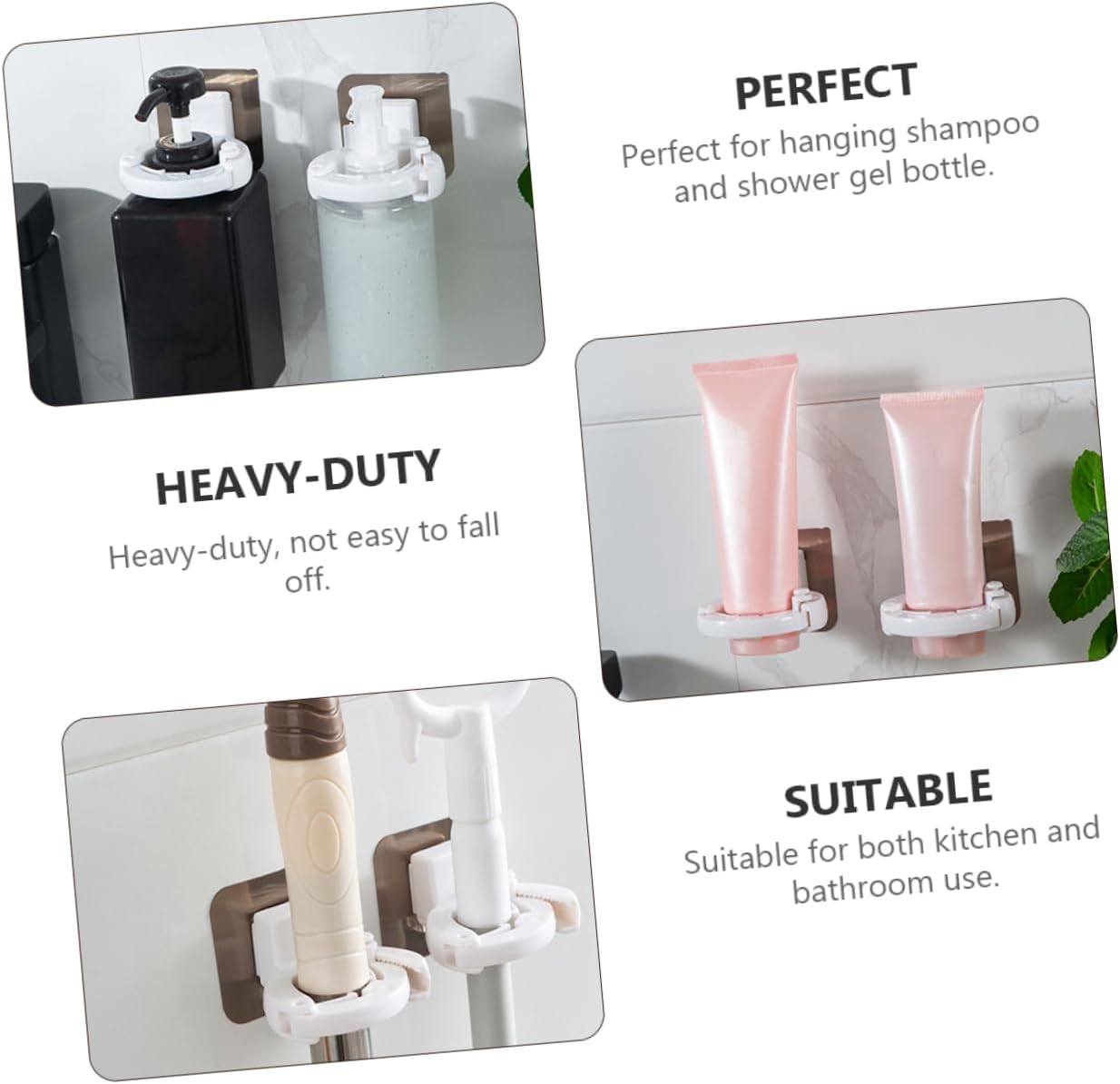 Ciieeo Wall Mount Shampoo Gel Bottle Holder - No Holes Adhesive