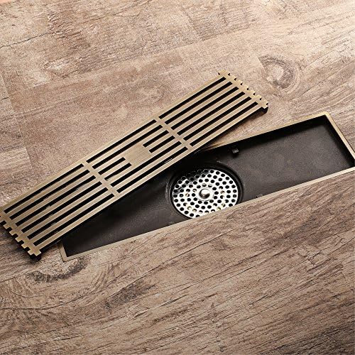 Linear Shower Drain 12 Inch Brass with Removable Grate 1